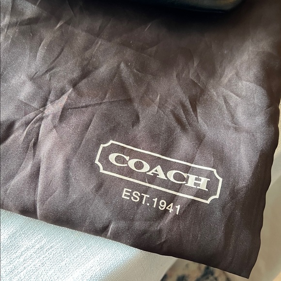 Coach Black Leather Shoulder Tote Bag with Gold Brass Accents - Picture 13 of 13